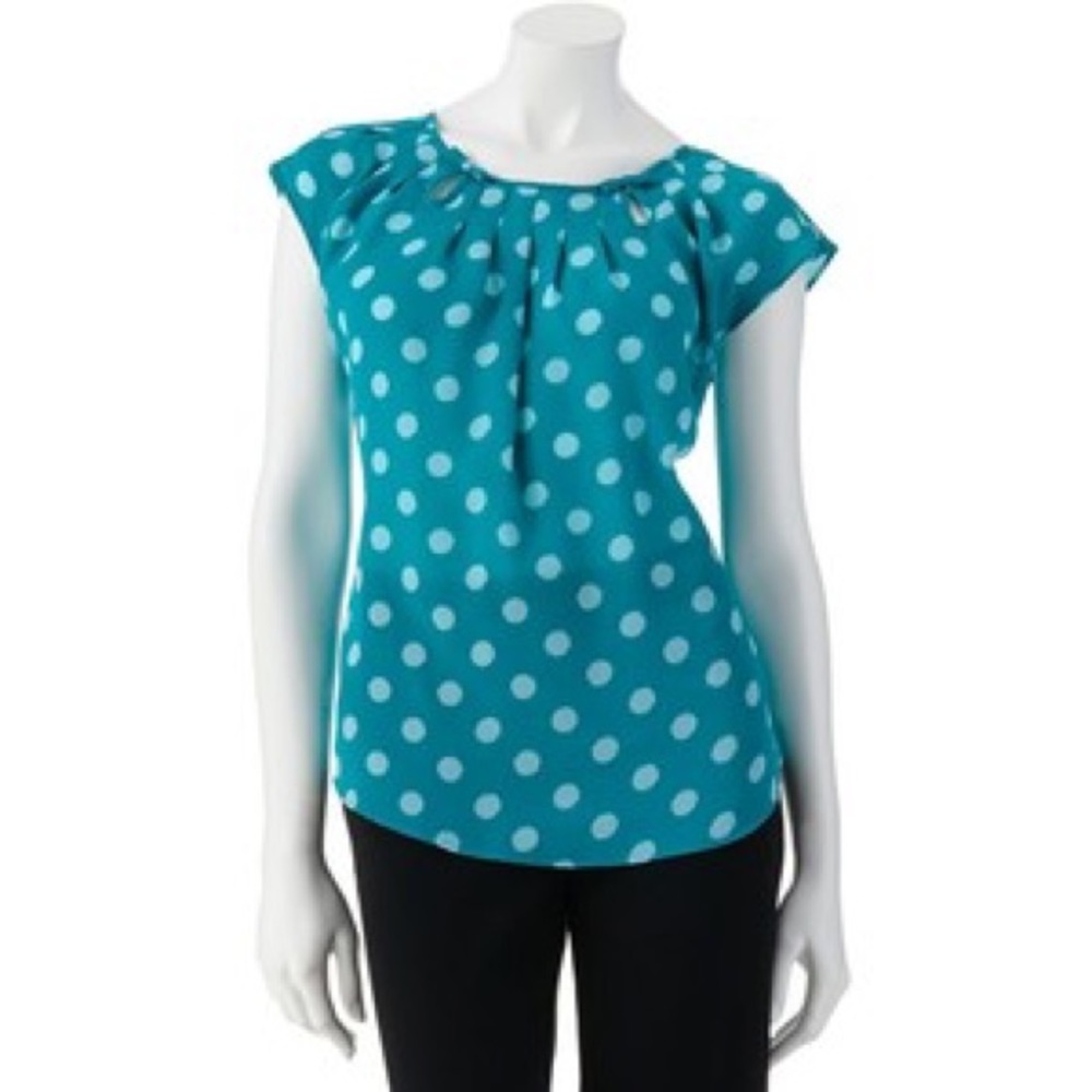 NWT LC Lauren Conrad Blue Polka Dot Blouse